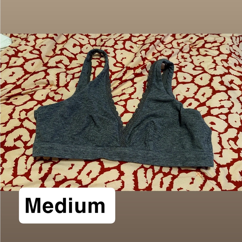 Gray Women's Lace Trim Bralette